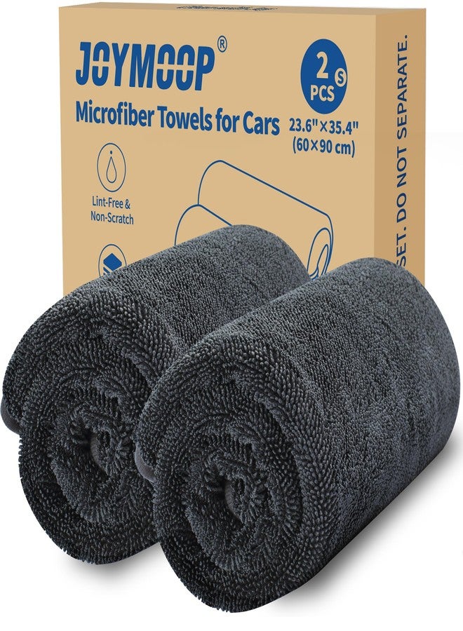 JOYMOOP Microfiber Towels for Cars, 2 Pack 35.4" x 23.6" Car Drying Towel, Dark Gray Reusable Car Towel, Quick Drying Car Microfiber Cleaning Cloth for RVs, SUVs, Trucks - Image 1
